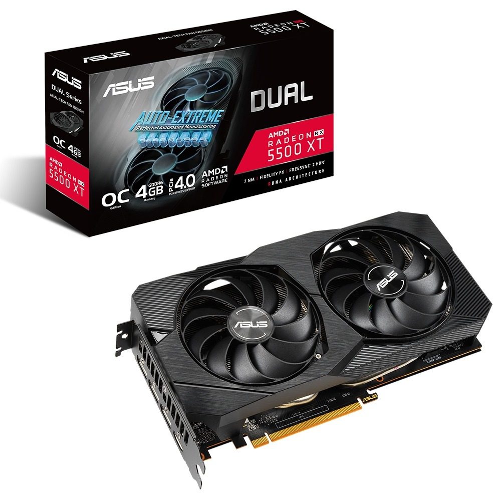ASUS RADEON DUAL-RX5500XT-O4G-EVO 4GB GDDR6 128bit 1865Mhz OC 1xHDMI 3xDP RGB EKRAN KARTI