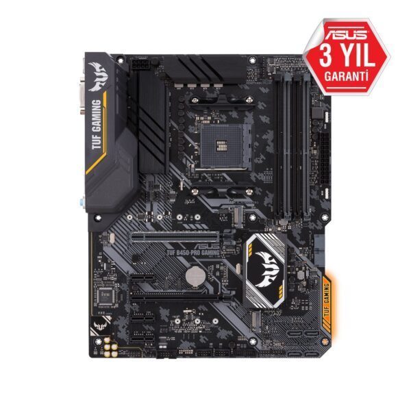 ASUS TUF B450-PRO GAMING AMD B450 AM4 DDR4 4400 HDMI DVI Çift M2 USB3.2 AURA RGB ATX Anakart