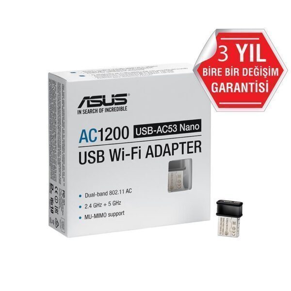 ASUS USB-AC53 Nano AC1200 Çift bant Kablosuz USB Adaptör