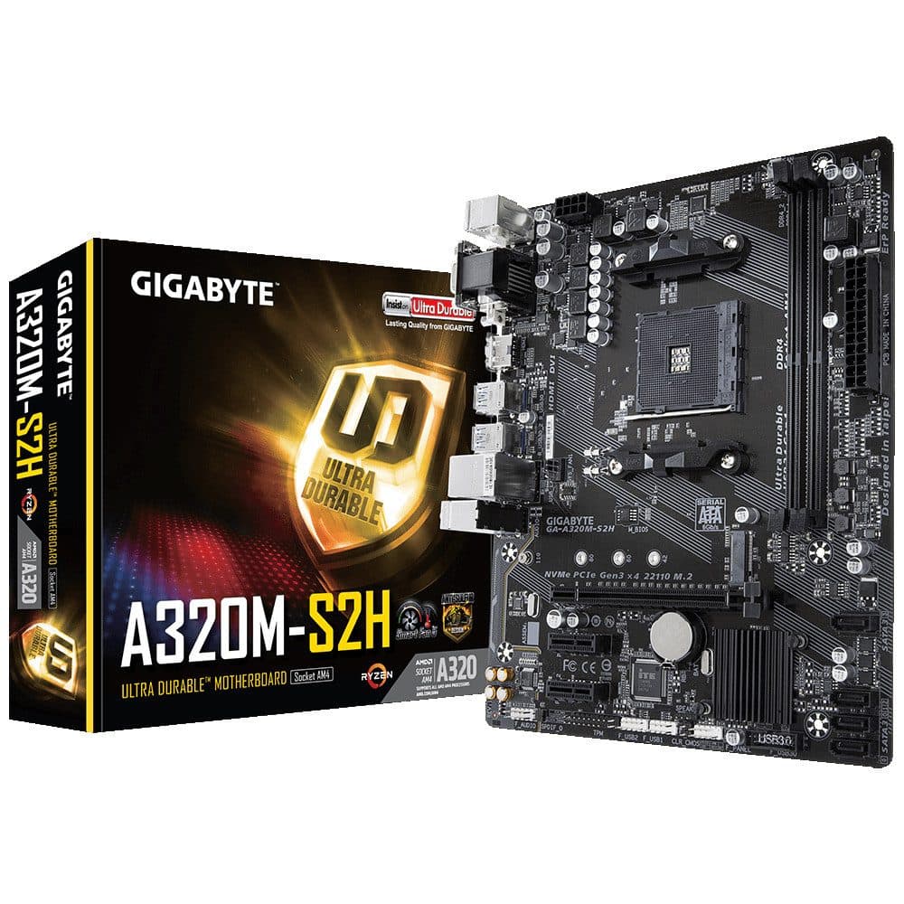GIGABYTE A320M S2H 3200MHz(OC) DDR4 Soket AM4 M.2 HDMI DVI VGA mATX Anakart