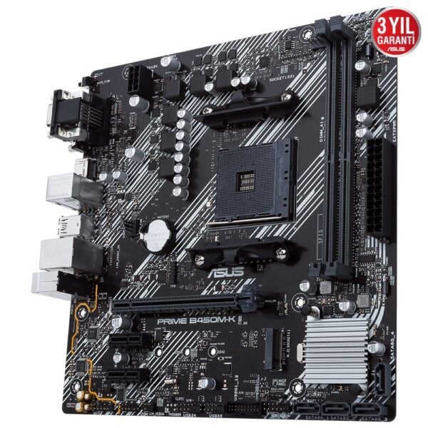 ASUS PRIME B450M-K II AMD AM4 4400MHz (OC) DDR4 VGA DVI-D HDMI M.2 mATX Anakart