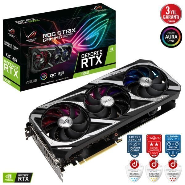 ASUS GeForce ROG STRIX RTX 3060 12GB GDDR6 192bit RGB Ekran Kartı