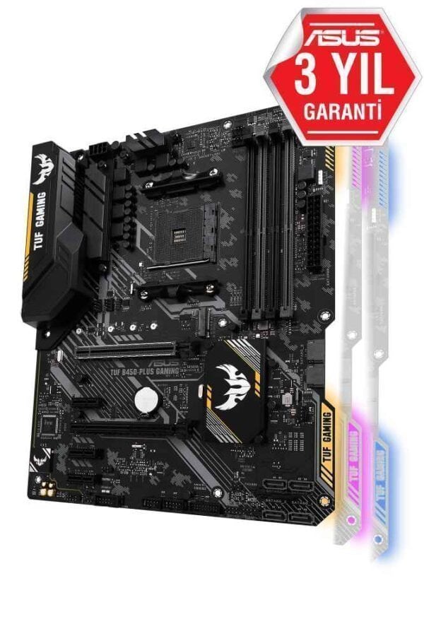 ASUS TUF B450-PLUS GAMING 4400MHz(OC) DDR4 Soket AM4 RGB M.2 HDMI DVI ATX Anakart