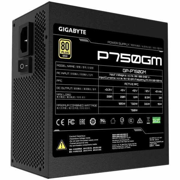 Gigabyte P750GM 750W 80+ Gold Tam Modüler Güç Kaynağı