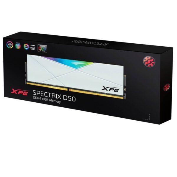 XPG 8GB SPECTRIX D50 Beyaz RGB 3200MHz CL16 DDR4 Single Kit Ram