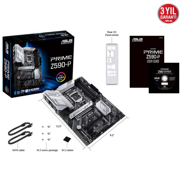 ASUS PRIME Z590-P 5133(OC)MHz DDR4 Soket 1200 M.2 HDMI DP ATX Anakart
