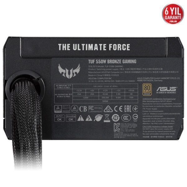 ASUS TUF GAMING 550B 550W 80+ Bronze 135mm Fanlı PSU