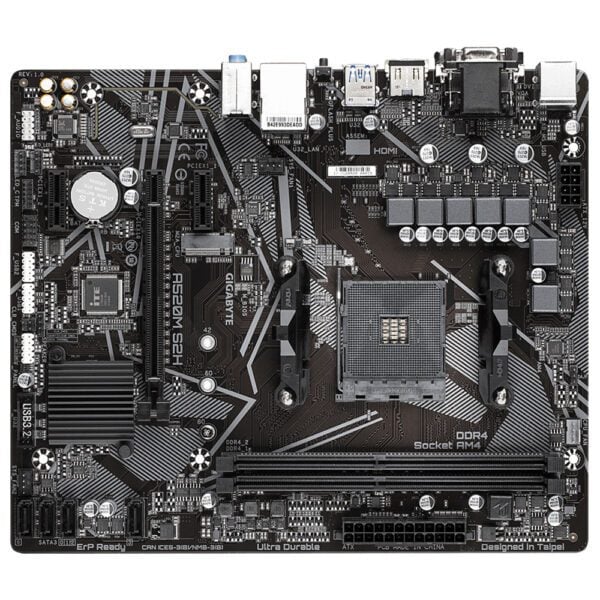 GIGABYTE A520M S2H 5100MHz(OC) DDR4 Soket AM4 M.2 VGA DVI HDMI mATX Anakart