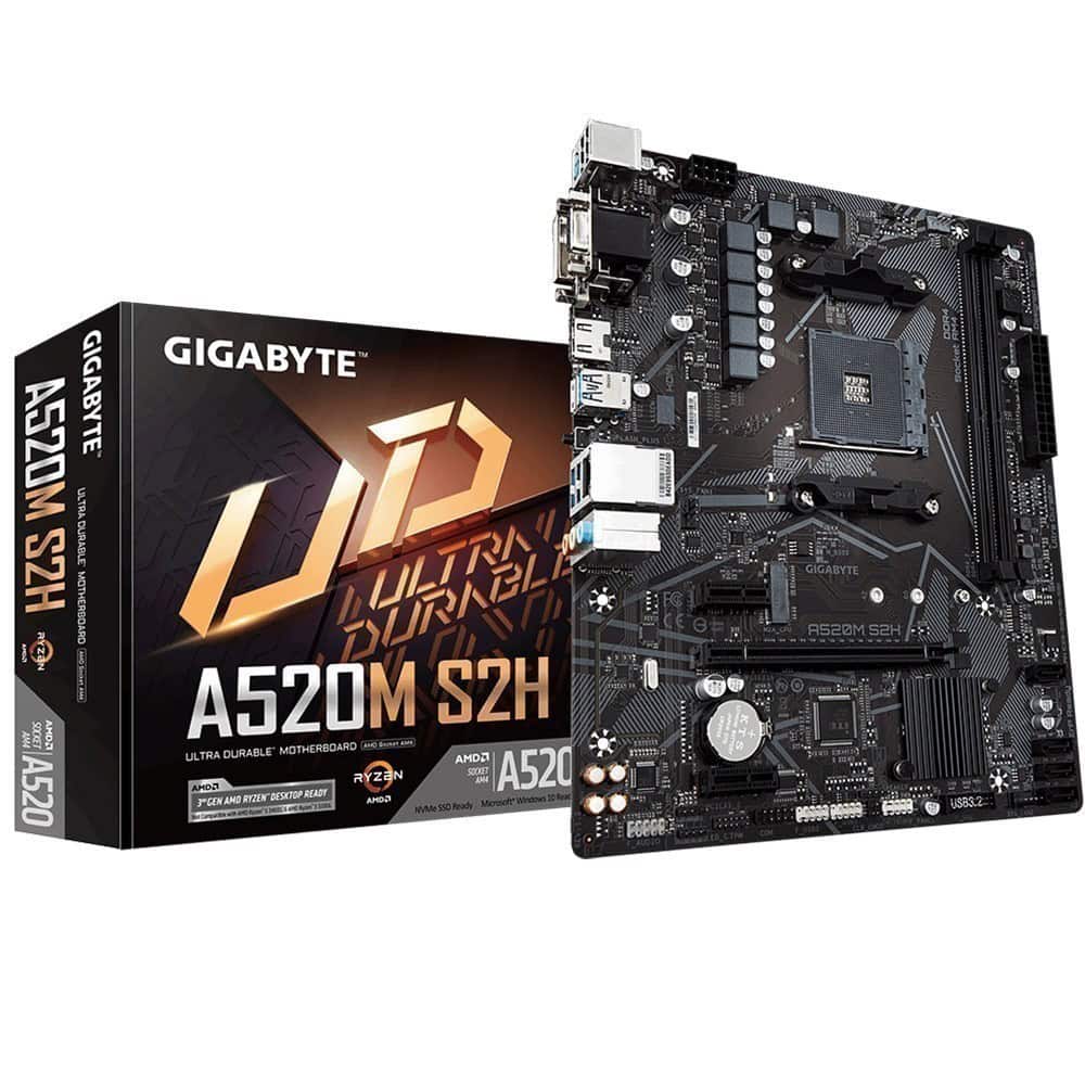 GIGABYTE A520M S2H 5100MHz(OC) DDR4 Soket AM4 M.2 VGA DVI HDMI mATX Anakart