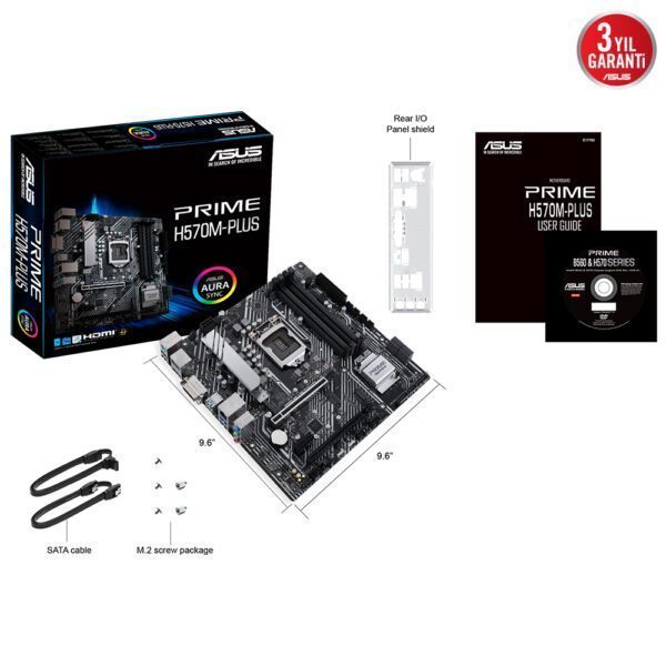 ASUS PRIME H570M-PLUS 4600MHz(OC) DDR4 Soket 1200 M.2 HDMI DP ATX Anakart