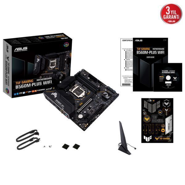 ASUS TUF GAMING B560M-PLUS WIFI 5000MHz(OC) DDR4 Soket 1200 M.2 WIFI mATX Anakart