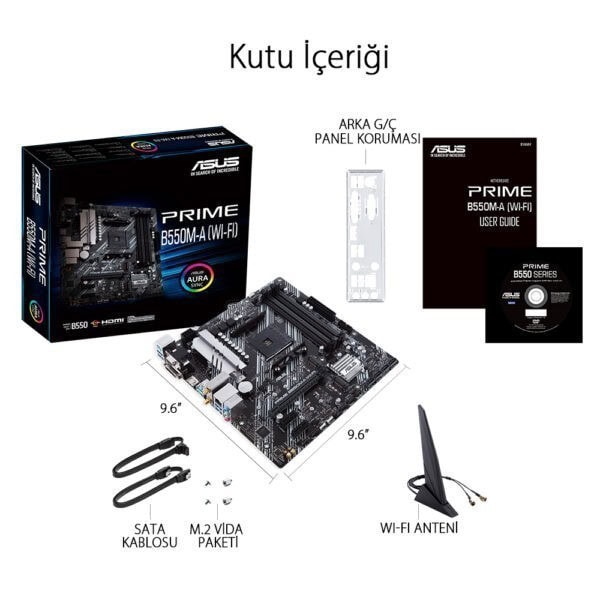 Asus Prime B550m A Wi Fi 4600mhzoc Ddr4 Soket Am4 M 2 Hdmi Vga Dvi Matx Anakart 6