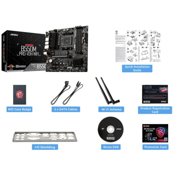 Msi B550m Pro Vdh Wifi 4400mhzoc Ddr4 Soket Am4 M 2 Matx Anakart Y6