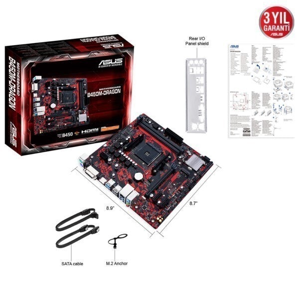 Asus B450m Dragon 4400mhzoc Ddr4 Soket Am4 M 2 Matx Anakart 6