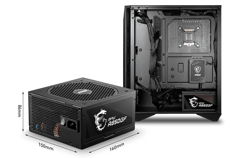 Msi Mpg A850gf 850w 80 Gold Full Moduler 140mm Fanli Psu 10