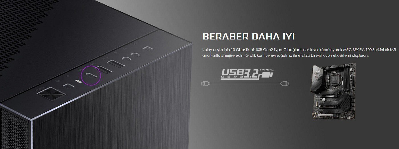 Msi Mpg Sekira 100p Tempered Glass Usb 3 2 Mid Tower Kasa 9