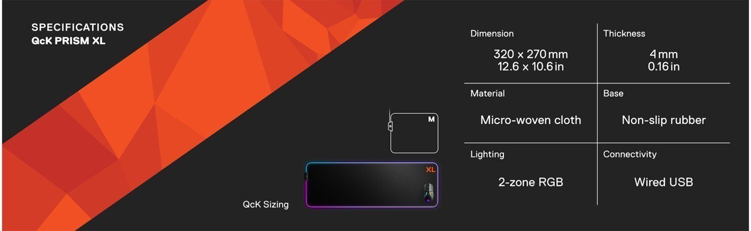 Steelseries Qck Prism Cloth Rgb Gaming Mousepad Xl 11