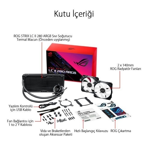 Asus Rog Strix Lc Ii 280 Argb 280mm Islemci Sivi Sogutucu 6
