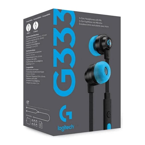 Logitech G G333 Kulak Ici Stereo Oyuncu Kulakligi Siyah 2