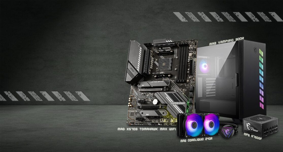 MSI MAG X570S TOMAHAWK MAX WIFI & MAG VAMPIRIC 300R & MAG CORELIQUID 240R & MPG A750GF