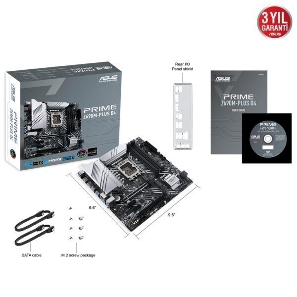 Asus Prime Z690m Plus D4 5333mhzoc Ddr4 Soket 1700 M 2 Hdmi Dp Matx Anakart 7