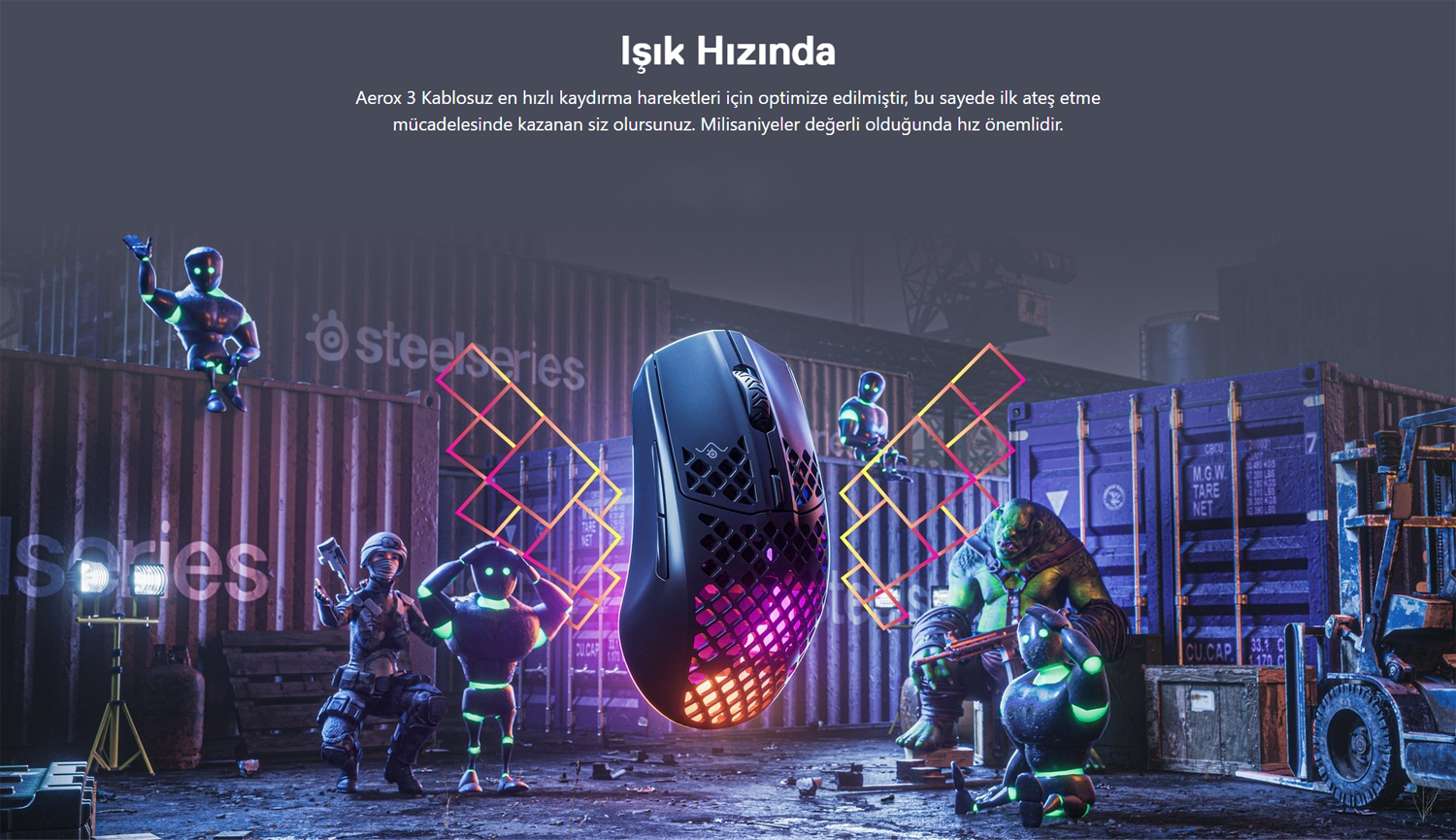 Steelseries Aerox 3 2022 Onyx Kablosuz Siyah Gaming Mouse Ssm62612 1 1