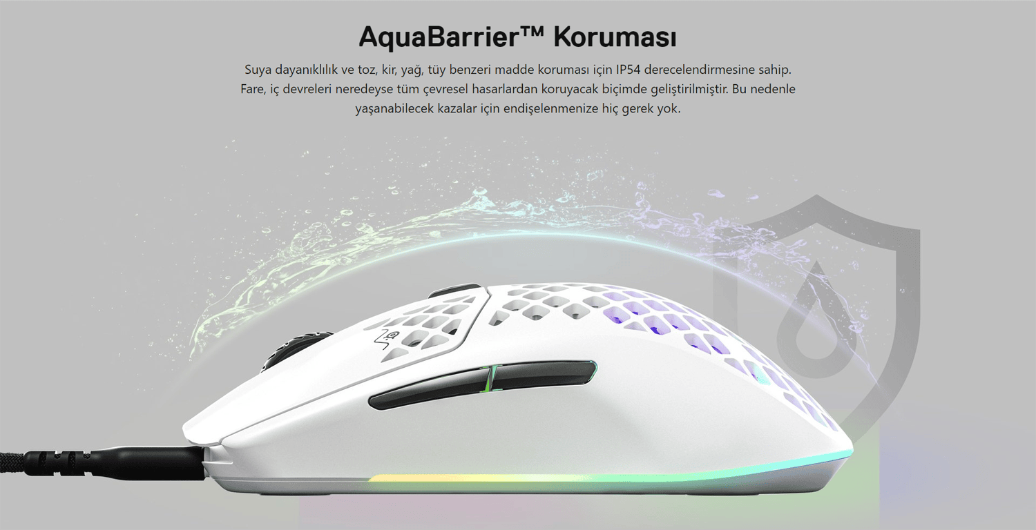 Steelseries Aerox 3 2022 Rgb Kablolu Snow Gaming Mouse Ssm626031 3