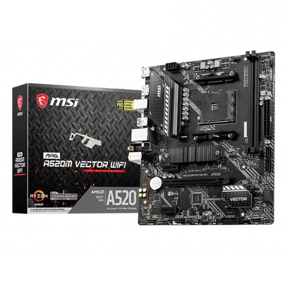 Msi Mag A520m Vector Wifi Amd A520 Soket Am4 Ddr4 4600 Mhzoc M 2 Anakart 1