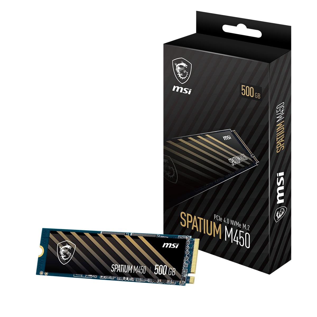 Yüksek performanslı MSI Spatum M.2 PCIe 4.0 NVMe M.2 SSD, 500 GB depolama kapasitesiyle oyun, uygulama ve dosya hızı için ideal, şık tasarım ve hızlı veri aktarımı sağlar.