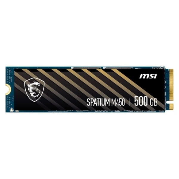 Yüksek performanslı MSI Spatum M450 500GB NVMe SSD, hızlı veri transferi ve güvenilir depolama sağlar, oyun ve profesyonel kullanım için ideal.