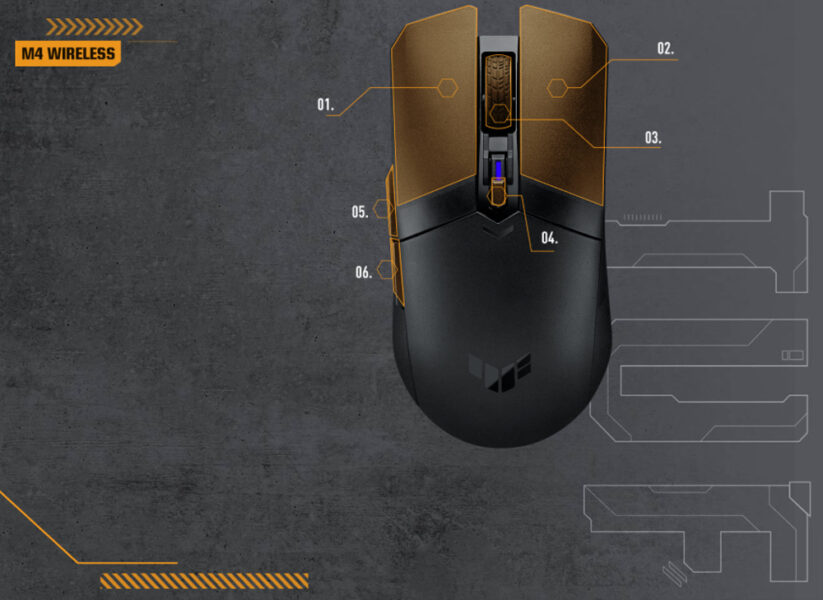 TUF Gaming M4 Wireless Asus TUF Gaming M4 Kablosuz Mouse a8