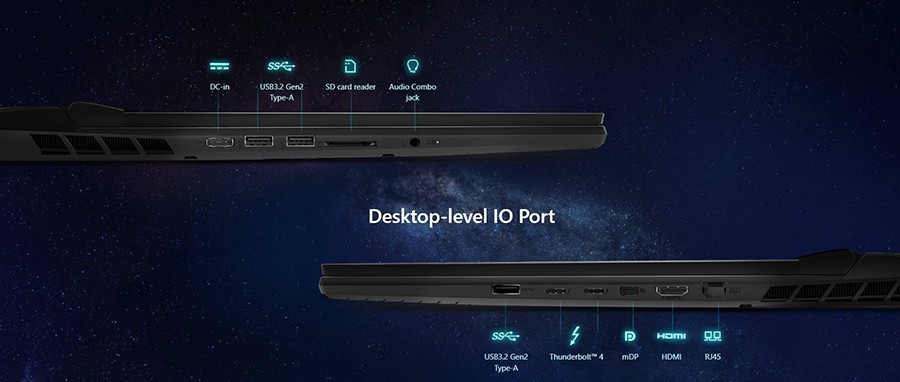MSI 17.3” TITAN GT77 12UHS-037TR I9-12900HX Notebook – Desktop sınıfı G/Ç Portları