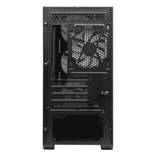 Yapay soğutmalı bilgisayar kasa arkası görünümü, yüksek performanslı bilgisayarlar ve oyun sistemleri için uygun, hava akışını optimize eden buzlu metal ve hava filtreleri ile donatılmış.