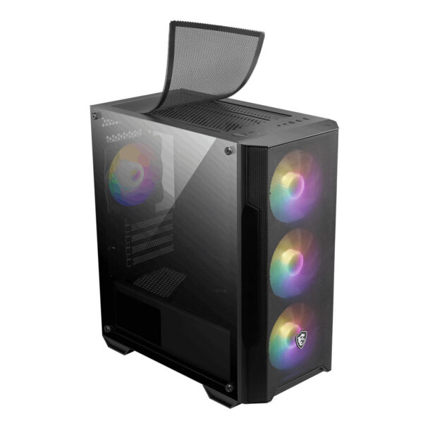 Gamer bilgisayar kasası, RGB aydınlatmalı fanlar ve şeffaf cam panel ile yüksek performanslı oyun sistemi göz alıcı tasarımıyla dikkat çekiyor.