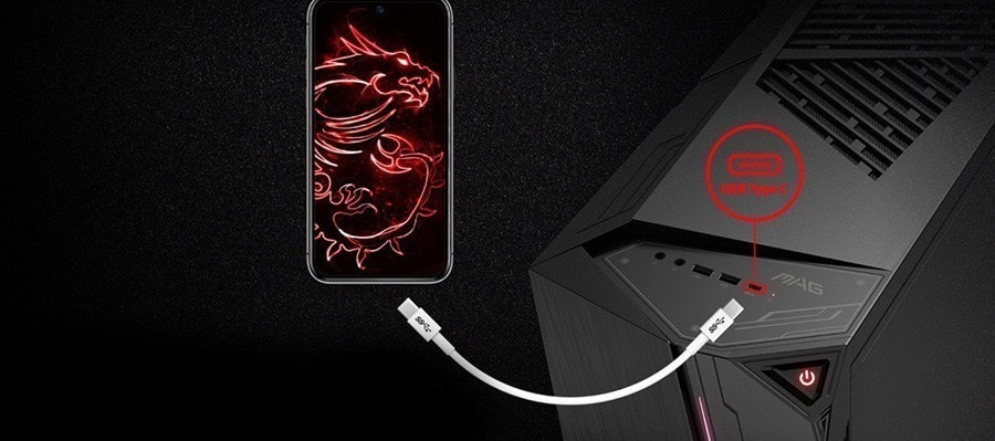 MSI MAG CODEX 5 11SC-824XTR i7-11700F Gaming Bilgisayar – GELECEK NESİL USB CİHAZLAR İÇİN TYPE-C KONNEKTÖR