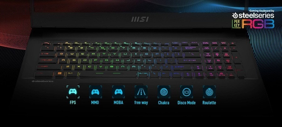 MSI VECTOR GP76 12UHSO-869TR i7-12700H Notebook – PER-KEY RGB GAMİNG KEYBOARD BY STEELSERİES