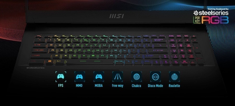 MSI NB VECTOR GP76 12UGS-857TR i9-12900H Notebook – PER-KEY RGB GAMİNG KEYBOARD BY STEELSERİES
