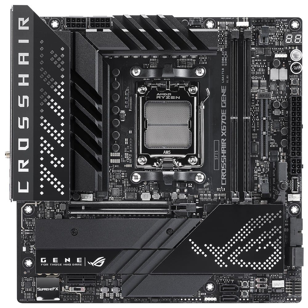 Asus Rog Crosshair X670e Gene Soket Am5 6400mhzoc Ddr5 Thunderbolt Wifi Aura Rgb Matx Anakart