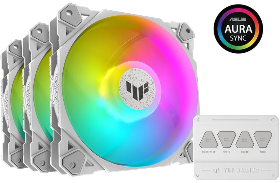 TUF Gaming TF120 ARGB WHITE EDITION Fan - ARGB Kontrollü Üçlü Fan Kiti ASUS TUF Gaming TF120 Beyaz ARGB Kasa Fanı a1