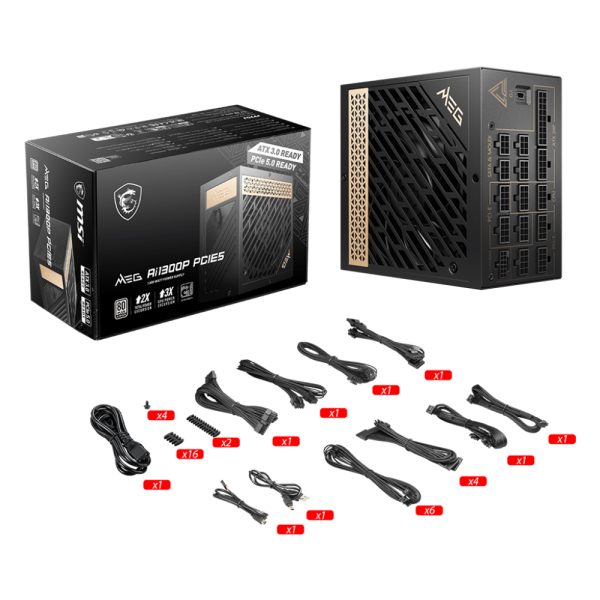 Msi Meg Ai1300p Pcie5 1300w 80 Platinum Full Moduler 120mm Fanli Psu 4
