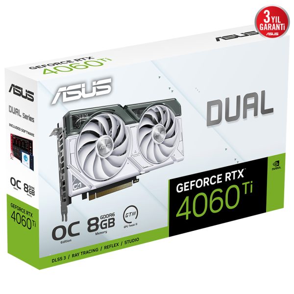 Asus Dual Geforce Rtx 4060 Ti Oc 8gb Gddr6 128 Bit Beyaz Dlss 3 Ekran Karti 12