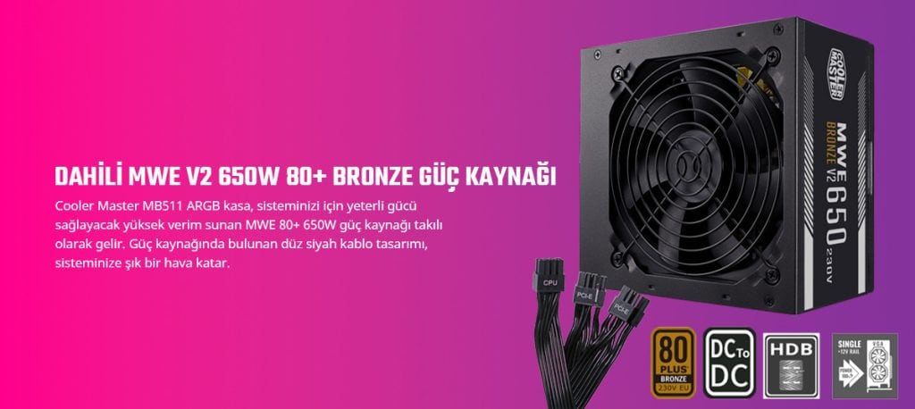Cooler Master Cmp 510 Argb Siyah Mid Tower 650w 80 Bronze Gaming Kasa Cp510 Kgnn65 S01 H8