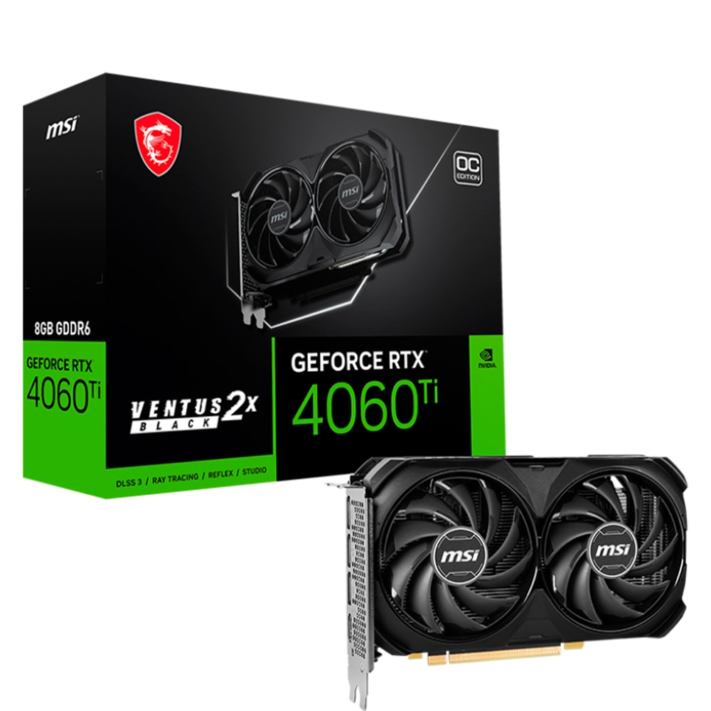 Msi Geforce Rtx 4060 Ti Ventus 2x Black 8g Oc Gddr6 128 Bit Dlss 3 Ekran Karti (1)