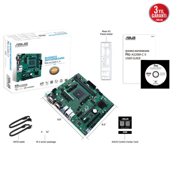 Asus Pro A520m C Ii Csm 4866mhz Oc Ddr4 Soket Am4 M 2 Hdmi Dp Dvi Vga Matx Anakart 7