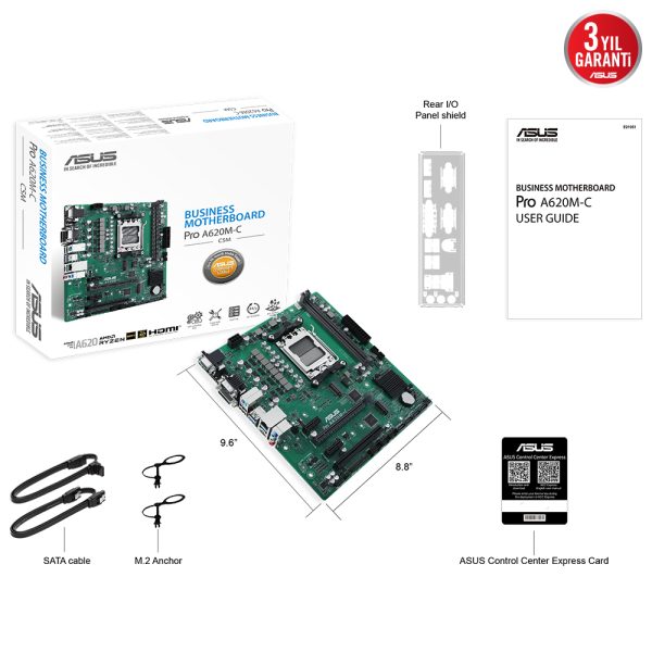 Asus Pro A620m C Csm 6400mhz Oc Ddr5 Soket Am5 M 2 Hdmi Dp Dvi Vga Matx Anakart 7