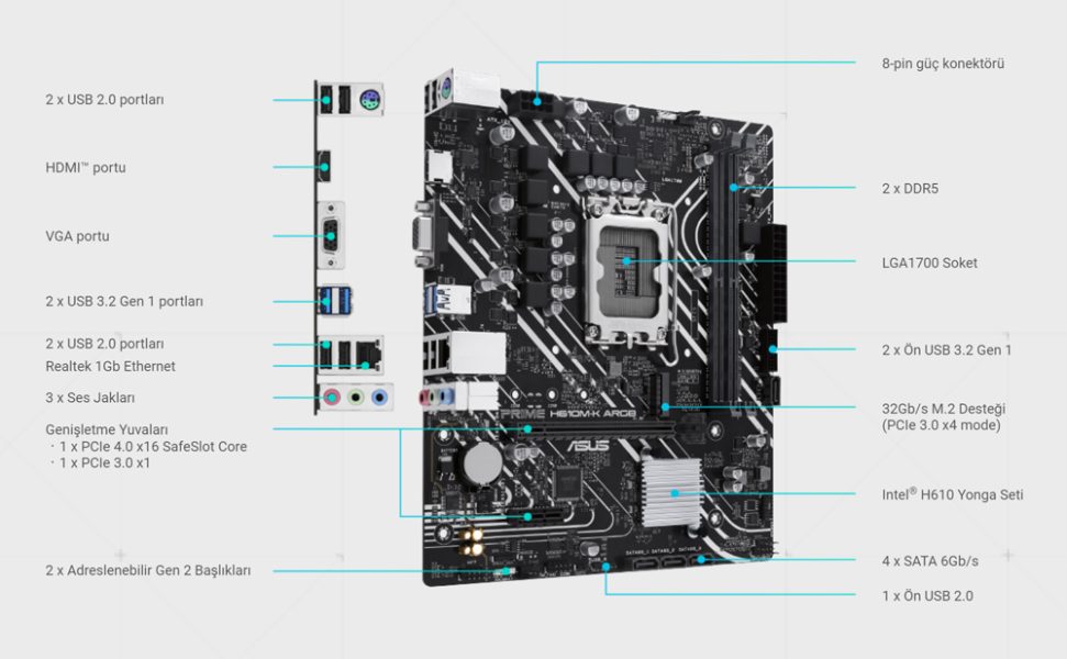 PRIME H610M-K-ARGB ASUS PRIME H610M-K ARGB Anakart a2