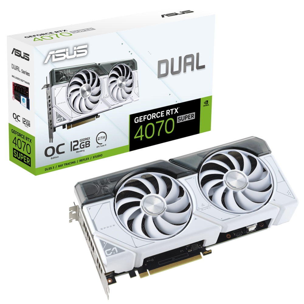 Asus Dual Geforce Rtx 4070 Super Oc 12gb Gddr6x 192 Bit Dlss 3 Beyaz Ekran Karti