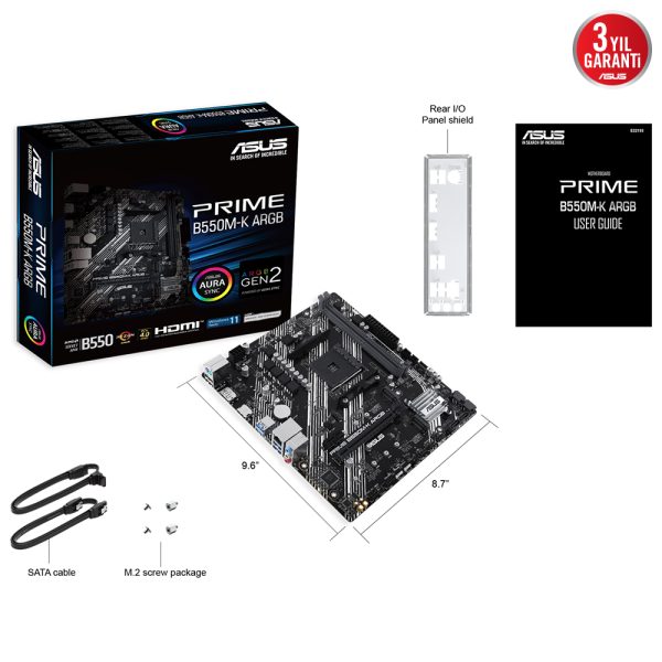 Asus Prime B550m K Argb 5100mhz Oc Ddr4 Soket Am4 M 2 Hdmi Matx Anakart 6
