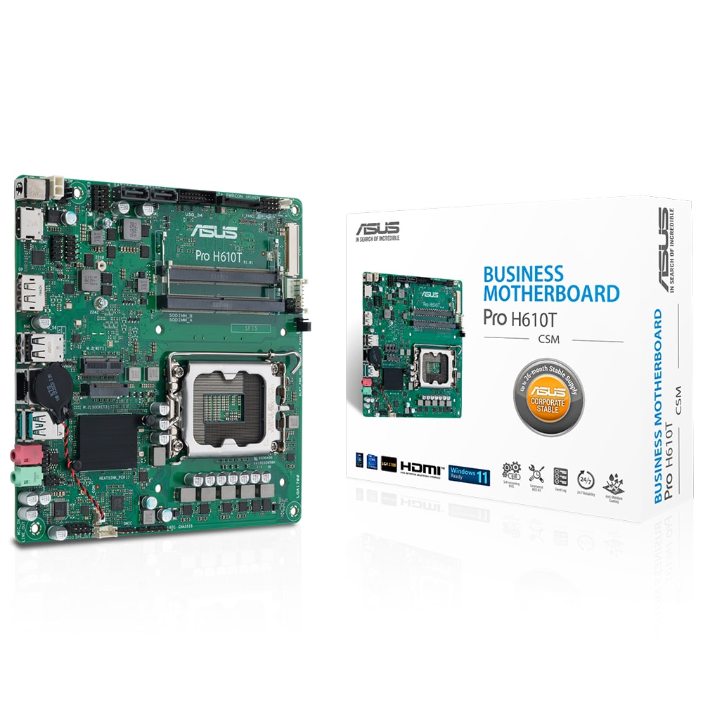 Asus Pro H610t Csm 5600mhz Ddr5 Soket 1700 M 2 Hdmi Dp Mini Itx Anakart 1