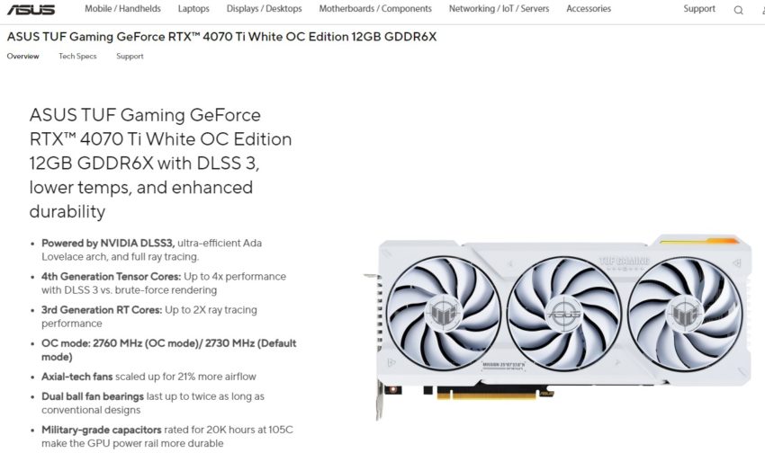 Asus Tuf Rtx 4070ti White 20231030 2